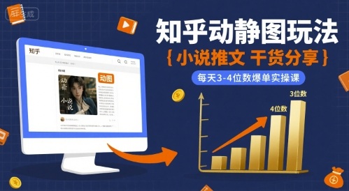 【19209】小说推文干货分享之知乎动静图玩法，每天3-4位数爆单实操课