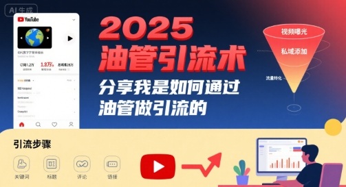 【19234】2025油管引流术，分享我是如何通过油管做引流的