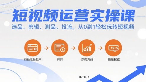 【19431】猫眼儿短视频运营实操课，选品、剪辑、测品、投流，从0到1轻松玩转短视频