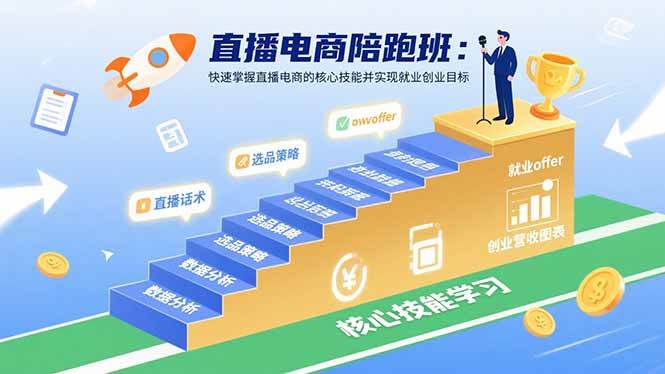 【19513】佰仕德卢鹏直播电商陪跑班：快速掌握直播电商的核心技能并实现就业创业目标