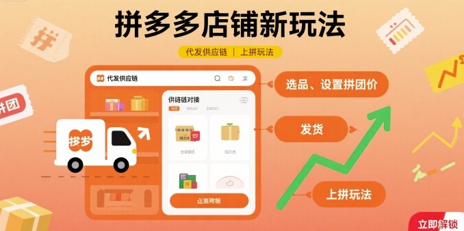 【19519】拼多多店铺新玩法，代发供应链上拼玩法