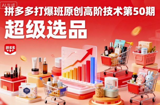 【19685】叮当会拼多多打爆班原创高阶技术第50期，超级选品