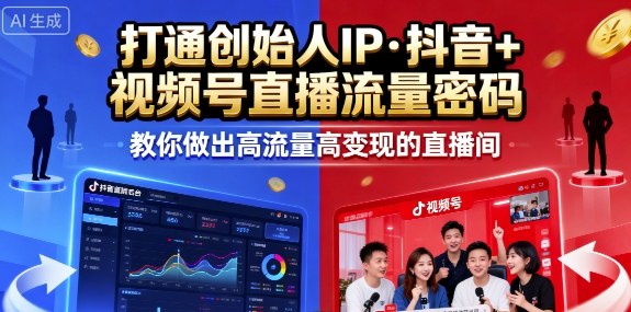 【19741】陈晶25年直播9-10两期线下课，打通创始人IP，抖音+视频号直播流量密码，教你做出高流量高变现的直播间