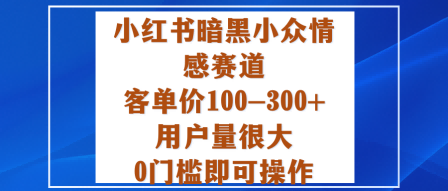 【20043】小红书暗黑小众情感赛道，客单价100-300+用户量很大，0门槛即可操作
