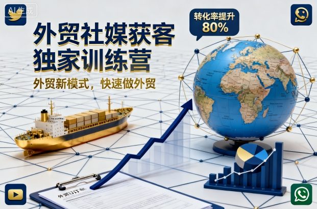 【20078】AI外贸军团外贸社媒获客独家训练营，外贸新模式，快速做外贸