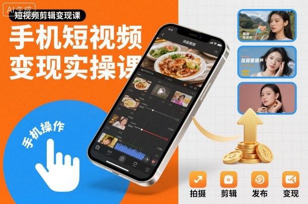 【20383】三金手机短视频变现实操课，短视频剪辑变现课