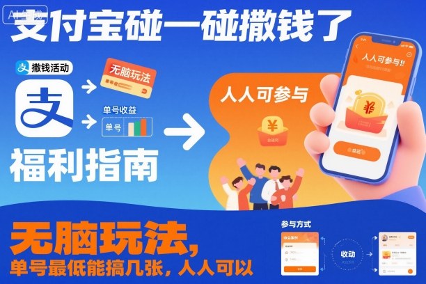 【20456】支付宝碰一碰撒钱了，无脑玩法，单号最低能搞几张，人人可以撸【揭秘】