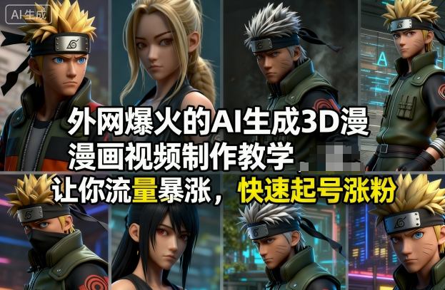 【20621】外网爆火的AI生成3D漫画视频制作教学，让你流量暴涨，快速起号涨粉！