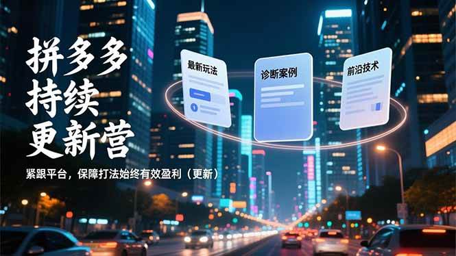 【20975】纪主任拼多多持续更新营，最新玩法、诊断案例、前沿技术，紧跟平台，保障打法始终有效盈利（1月6日更新）