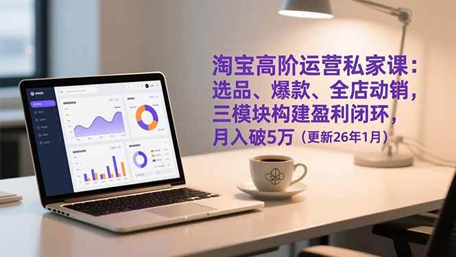 【21013】子鹏电商淘宝高阶运营私家课：选品、爆款、全店动销，三模块构建盈利闭环，月入破5万（更新26年1月9日）