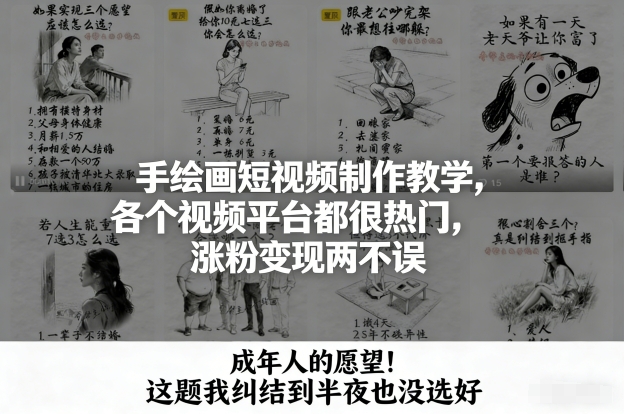 【21026】乔帮主手绘画短视频制作教学，各个视频平台都很热门，涨粉变现两不误