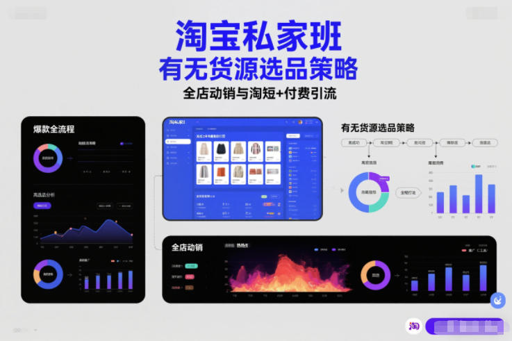 【21088】子鹏淘宝私家班，有无货源选品策略，高成功率爆款全流程打法，全店动销与淘短+付费引流（更新2026年1月18日）