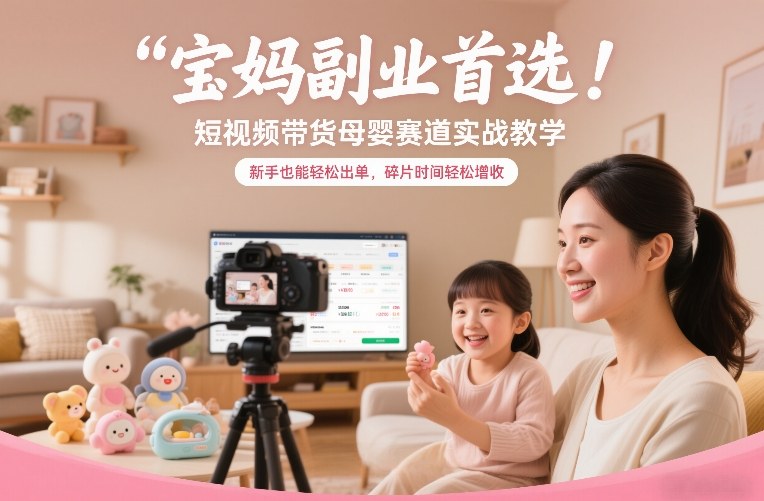 【21136】宝妈副业首选！半米色彩短视频带货母婴赛道实战教学，新手也能轻松出单，碎片时间轻松增收