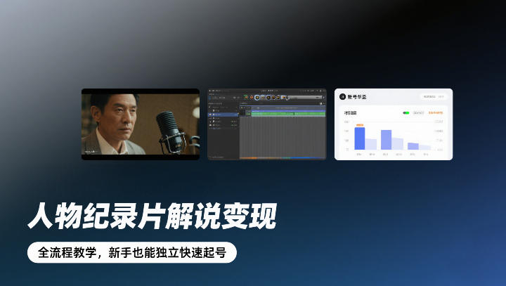 【21221】人物纪录片解说变现，全流程教学，新手也能独立快速起号
