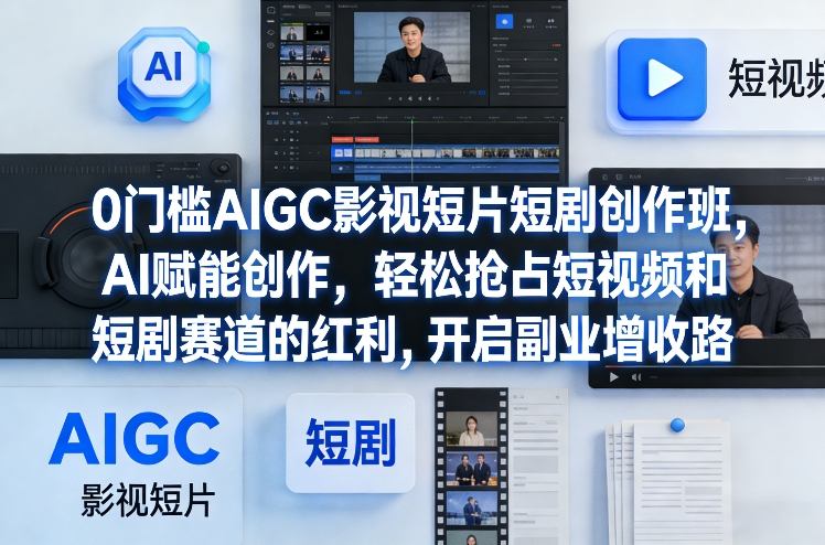 【21291】龙新远0门槛AIGC影视短片短剧创作班，AI赋能创作，轻松抢占短视频和短剧赛道的红利，开启副业增收路