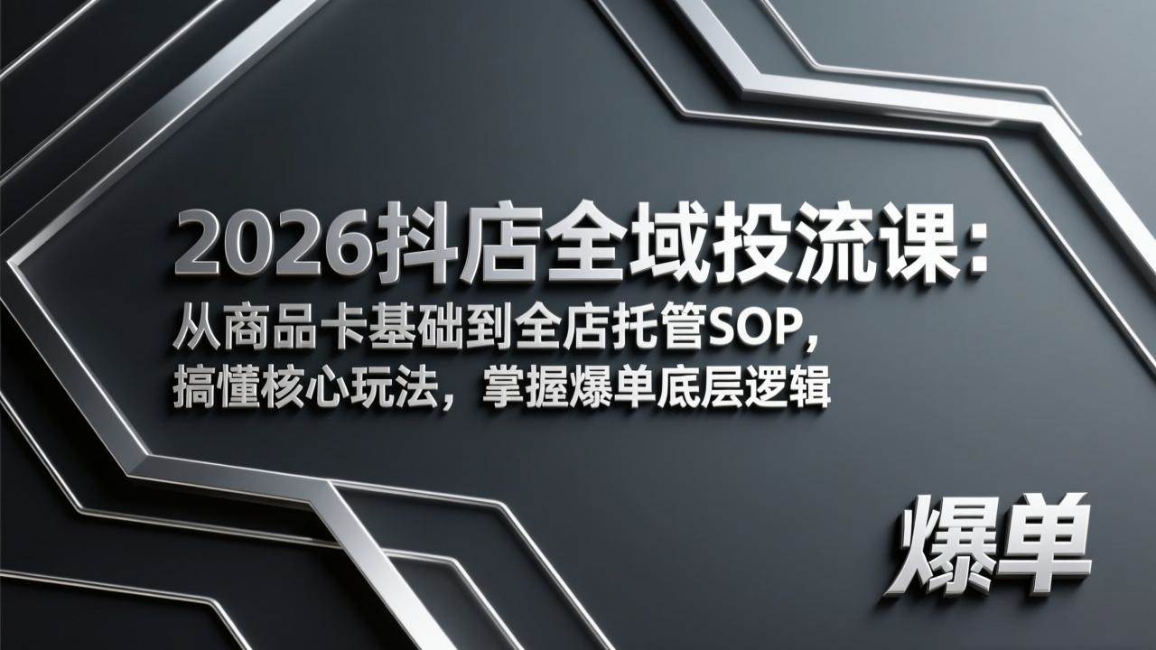 【21417】牛哥2026抖店全域投流课：从商品卡基础到全店托管SOP，搞懂核心玩法，掌握爆单底层逻辑