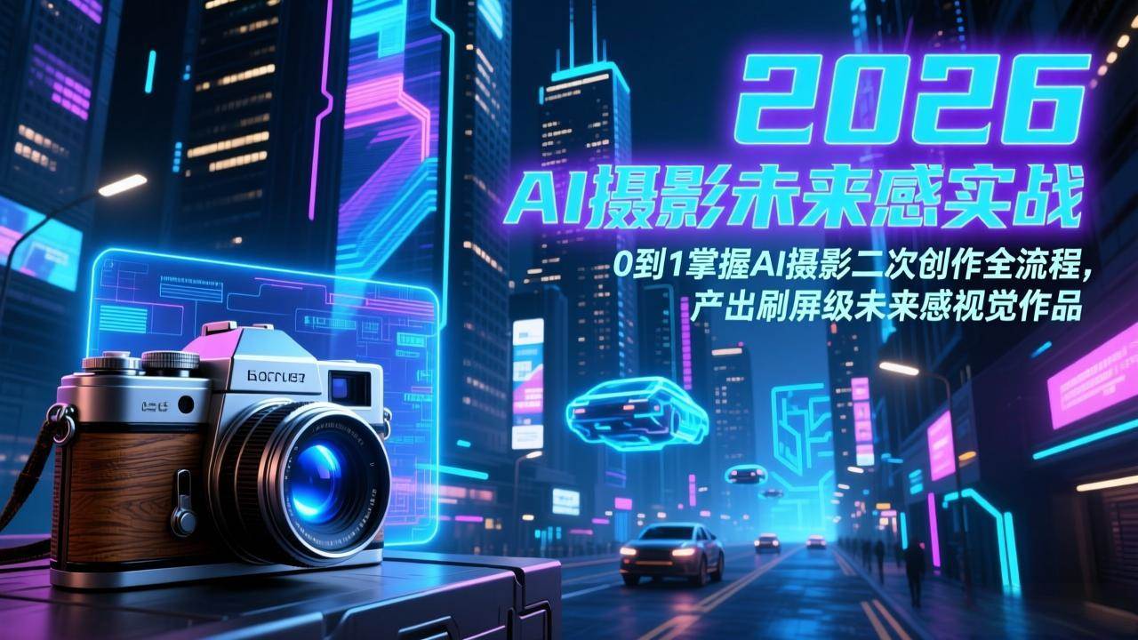 【21420】2026 AI摄影未来感实战：0到1掌握AI摄影二次创作全流程，产出刷屏级未来感视觉作品